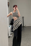 SWAYING/KNIT Embroidered Crochet Tank Top with Bandeau SW22SST58 White/Black